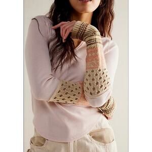 We The Free People Thermal Light Pink Sweater Knit Sleeves New with Tags Size XS